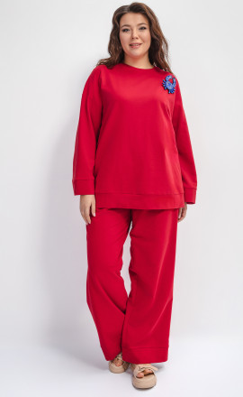Трикотажные брюки с пич-эффектом красные арт.3720