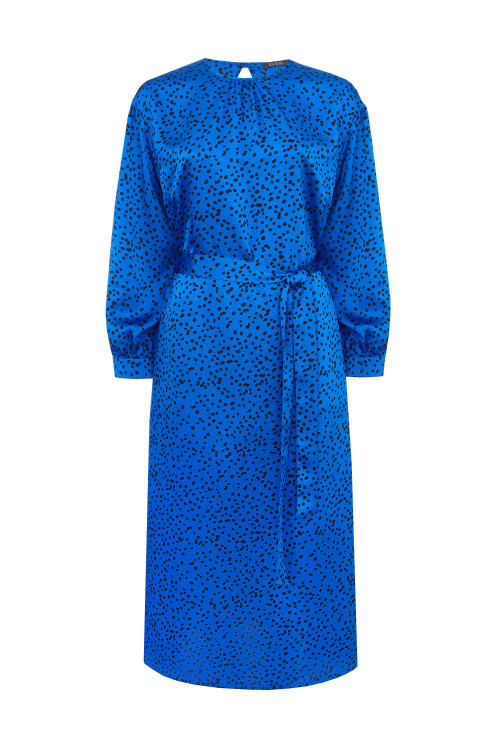 Платье из креш-атласа арт.3498 синее