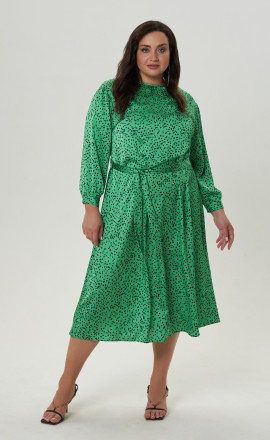 Зеленое платье из креш-атласа арт.3498