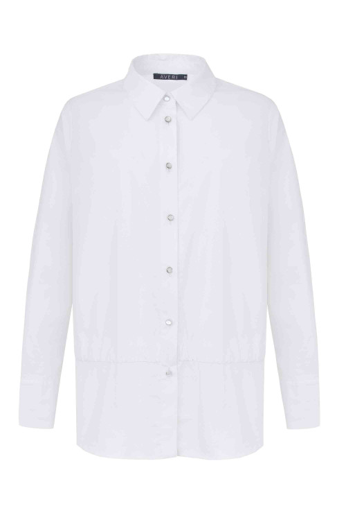 Хлопковая белая рубашка с кулиской арт.3403