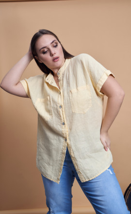 Блуза вареного льна с воротником стойкой арт.2935