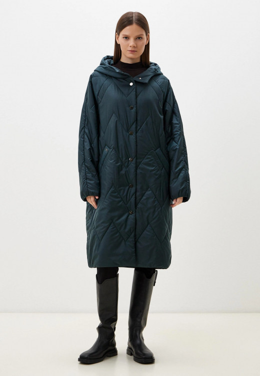 Полупальто изумрудное удлиненное  арт.3870