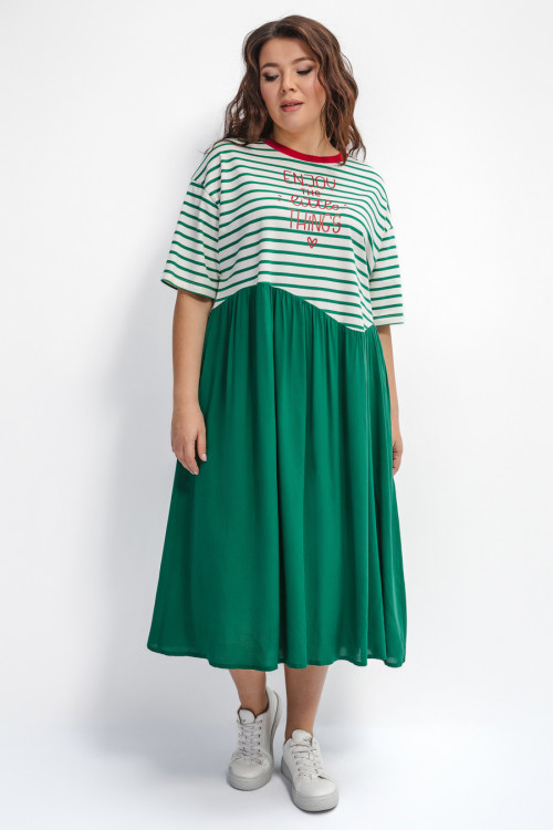 Платье в зеленую полоску арт.3667