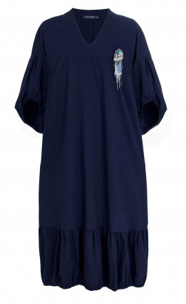 Темно-синее платье с воланами арт.3733