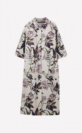 Платье хлопковое с воротом и кулиской на поясе арт.4082