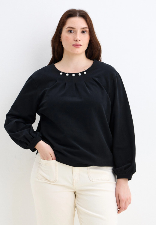Свитшот с жемчужным декором и пич-эффектом арт.4319