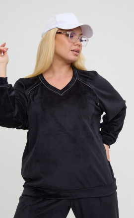 Бархатный джемпер с V-образным вырезом арт.4349