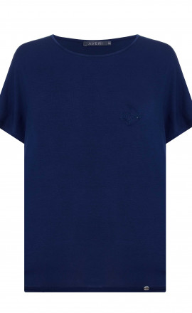 Темно-синяя футболка с вышивкой арт.3605