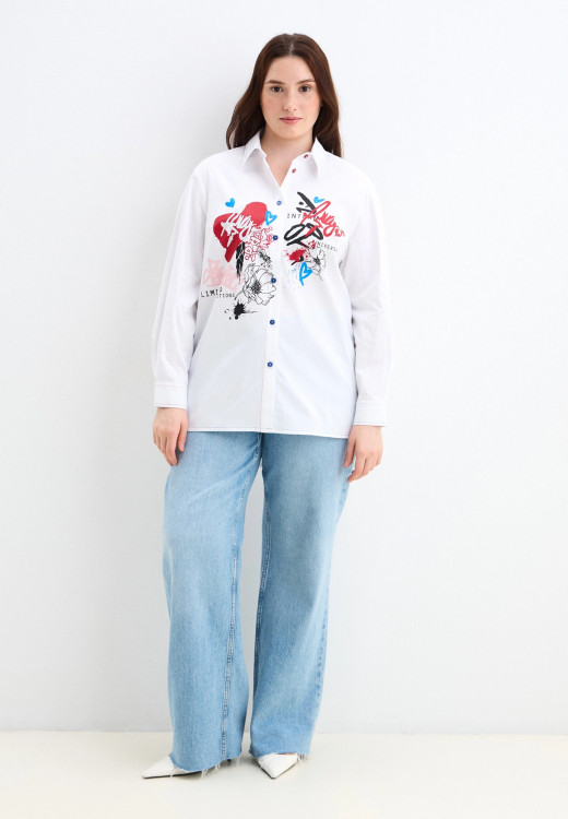 Рубашка белая с принтом