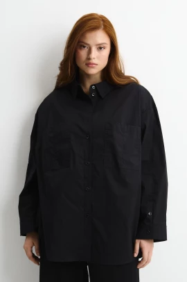 Черная хлопковая рубашка арт.4378