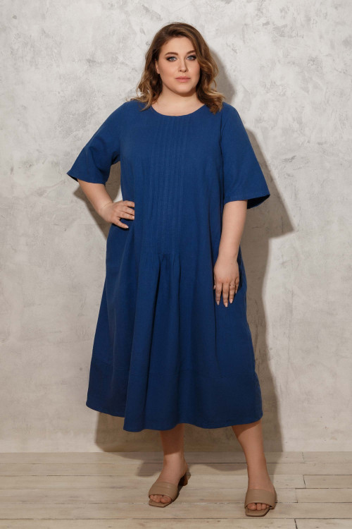 Синее платье в стиле бохо арт.3305