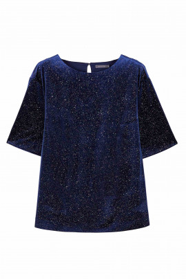Блуза синяя бархатная арт.3967