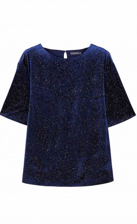 Блуза синяя бархатная арт.3967