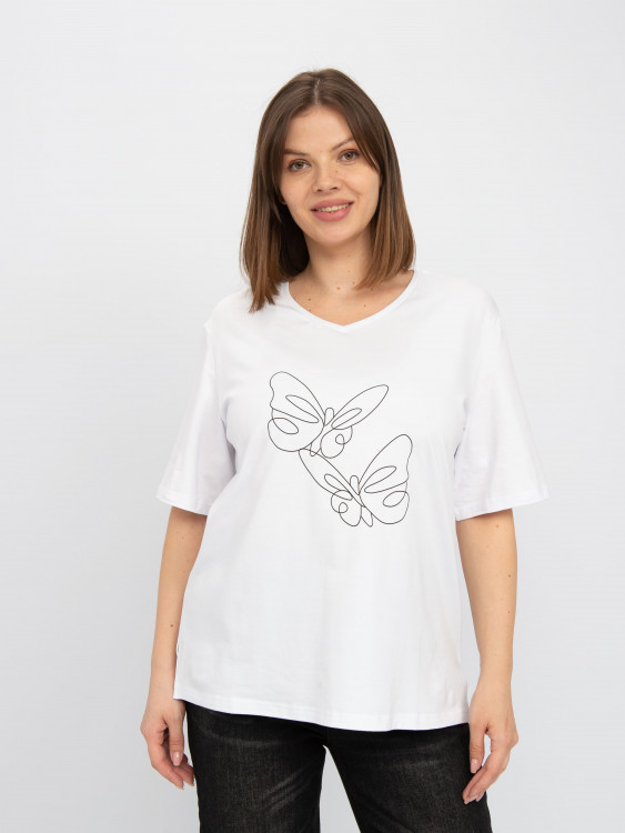 Белая футболка с принтом бабочка арт.2973