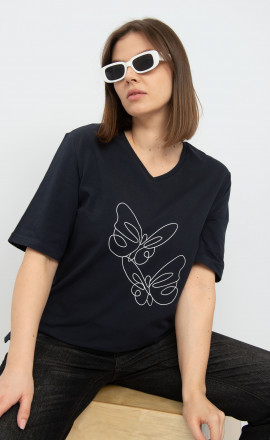 Синяя футболка с принтом бабочка арт.2973