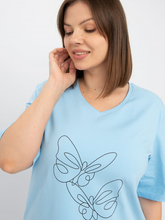 Небесная футболка с принтом бабочка арт.2973